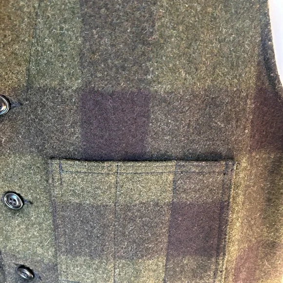 Like-New 3XLarge Filson Mackinaw Wool Vest forest green plaid - Picture 7 of 12